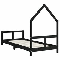 Kinderbedframe 80x200 cm massief grenenhout zwart 6