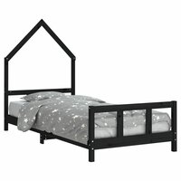 Kinderbedframe 90x200 cm massief grenenhout zwart 2
