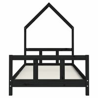 Kinderbedframe 90x200 cm massief grenenhout zwart 4