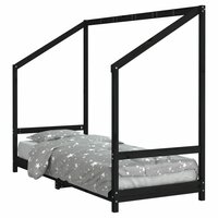 Kinderbedframe 80x200 cm massief grenenhout zwart 2