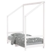Kinderbedframe 70x140 cm massief grenenhout wit 2