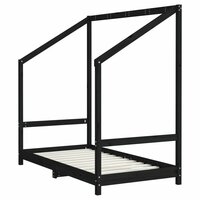 Kinderbedframe 80x160 cm massief grenenhout zwart 3