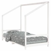 Kinderbedframe 90x190 cm massief grenenhout wit 2