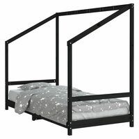 Kinderbedframe 90x190 cm massief grenenhout zwart 2