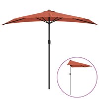 Balkonparasol half met aluminium paal 270x144x222 cm terracotta 2