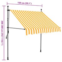 Luifel handmatig uitschuifbaar met LED 150 cm wit en oranje 8