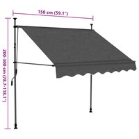 Luifel handmatig uitschuifbaar met LED 150 cm antracietkleurig 8