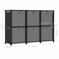 Kast met 6 vakken met boxen 103x30x72,5 cm stof zwart 9