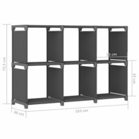 Kast met 6 vakken 103x30x72,5 cm stof grijs 8