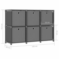 Kast met 6 vakken met boxen 103x30x72,5 cm stof grijs 9