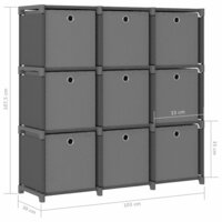 Kast met 9 vakken met boxen 103x30x107,5 cm stof grijs 9