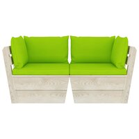 Tuinbank 2-zits met kussens pallet vurenhout 3