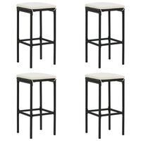 5-delige Tuinbarset met kussens poly rattan zwart 5