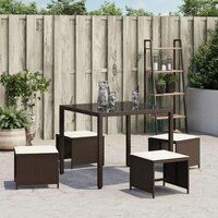 Tuinkrukken 4 st met kussens 41x41x36 cm poly rattan bruin 3