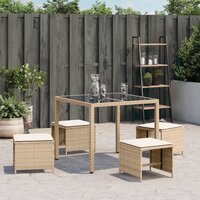 Tuinkrukken 4 st met kussens 41x41x36 cm poly rattan beige 3