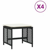 Tuinkrukken 4 st met kussens 41x41x36 cm poly rattan zwart 2