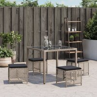 Tuinkrukken 4 st met kussens 41x41x36 cm poly rattan lichtgrijs 3
