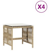 Tuinkrukken 4 st met kussens 41x41x36 cm poly rattan beige 2
