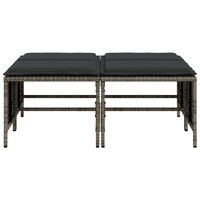 Tuinkrukken met kussens 4 st poly rattan grijs 4