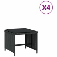Tuinkrukken 4 st met kussens 40x40x35 cm poly rattan zwart 2