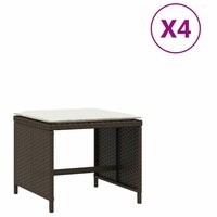 Tuinkrukken 4 st met kussens 40x40x35 cm poly rattan bruin 2