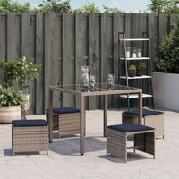 Tuinkrukken 4 st met kussens 40x40x35 cm poly rattan grijs 4