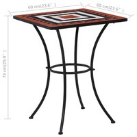 Bistrotafel moza&iuml;ek 60 cm keramiek terracottakleurig en wit 8