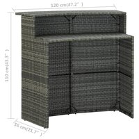 Tuinbartafel 120x55x110 cm poly rattan grijs 8