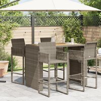 Tuinbartafel acaciahouten blad 145x80x110 cm poly rattan grijs 3