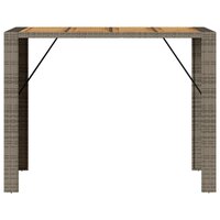 Tuinbartafel acaciahouten blad 145x80x110 cm poly rattan grijs 5