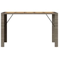 Tuinbartafel acaciahouten blad 185x80x110 cm poly rattan grijs 5