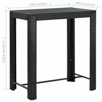 Tuinbartafel 100x60,5x110,5 cm poly rattan zwart 6