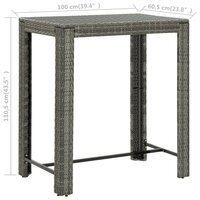 Tuinbartafel 100x60,5x110,5 cm poly rattan grijs 6