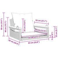 Schommelbank met kussens 63x62x40 cm poly rattan zwart 9
