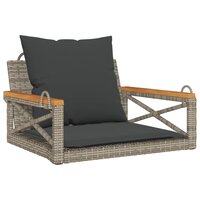 Schommelbank met kussens 63x62x40 cm poly rattan grijs 2