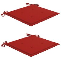 Schommelstoel met rood kussen massief teakhout 4