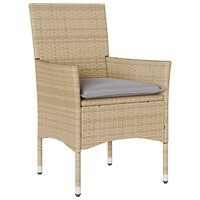 3-delige Bistroset met kussens poly rattan en glas beige 3
