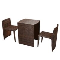 3-delige Bistroset met kussens poly rattan bruin 3