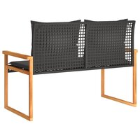 Tuinbank met kussen poly rattan en acaciahout zwart 6