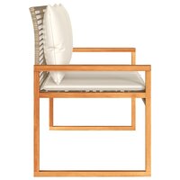Tuinbankje met kussen poly rattan en acaciahout gemengd beige 5