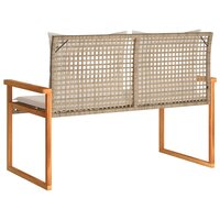 Tuinbankje met kussen poly rattan en acaciahout gemengd beige 6