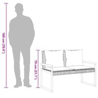 Tuinbankje met kussen poly rattan en acaciahout gemengd beige 9