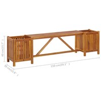 Tuinbank met 2 bloembakken 150x30x40 cm massief acaciahout 6