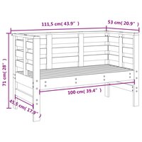 Tuinbankje 111,5x53x71 cm massief grenenhout wit 9