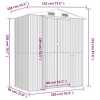 Tuinschuur 192x108x223 cm gegalvaniseerd staal lichtbruin 8
