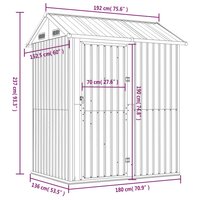 Tuinschuur 192x152,5x237 cm gegalvaniseerd staal lichtgrijs 9