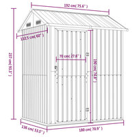 Tuinschuur 192x152,5x237 cm gegalvaniseerd staal bruin 9