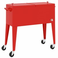 Koelbox op wielen 92x43x89 cm rood 2