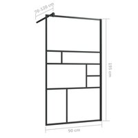 Inloopdouchewand 90x195 cm ESG-glas transparant en zwart 6
