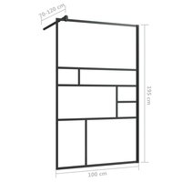 Inloopdouchewand 100x195 cm ESG-glas transparant en zwart 6